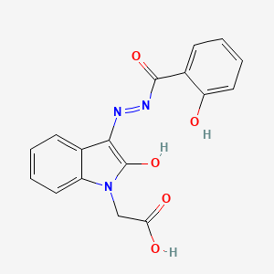 [(3E)-3-{2-[(2-hydroxyphenyl)carbonyl]hydrazinylidene}-2-oxo-2,3-dihydro-1H-indol-1-yl]acetic acid