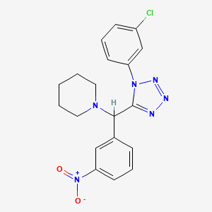 molecular formula C19H19ClN6O2 B11524271 1-{[1-(3-chlorophenyl)-1H-tetrazol-5-yl](3-nitrophenyl)methyl}piperidine 