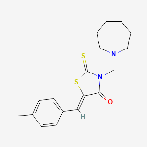 molecular formula C18H22N2OS2 B11524294 (5Z)-3-(azepan-1-ylmethyl)-5-(4-methylbenzylidene)-2-thioxo-1,3-thiazolidin-4-one 