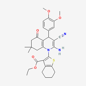 ethyl 2-[2-amino-3-cyano-4-(3,4-dimethoxyphenyl)-7,7-dimethyl-5-oxo-5,6,7,8-tetrahydroquinolin-1(4H)-yl]-4,5,6,7-tetrahydro-1-benzothiophene-3-carboxylate