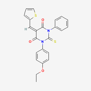 (5E)-1-(4-ethoxyphenyl)-3-phenyl-5-(thiophen-2-ylmethylidene)-2-thioxodihydropyrimidine-4,6(1H,5H)-dione