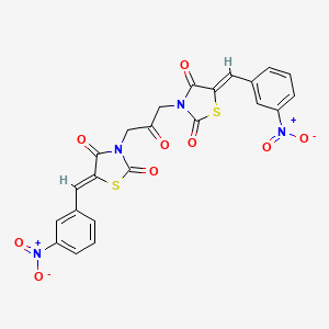 (5Z)-5-[(3-Nitrophenyl)methylidene]-3-{3-[(5Z)-5-[(3-nitrophenyl)methylidene]-2,4-dioxo-1,3-thiazolidin-3-YL]-2-oxopropyl}-1,3-thiazolidine-2,4-dione