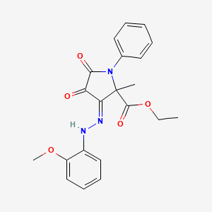 ethyl (3Z)-3-[2-(2-methoxyphenyl)hydrazinylidene]-2-methyl-4,5-dioxo-1-phenylprolinate