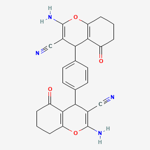 molecular formula C26H22N4O4 B11524369 4,4'-(1,4-Phenylene)bis(2-amino-5-oxo-5,6,7,8-tetrahydro-4h-chromene-3-carbonitrile) 