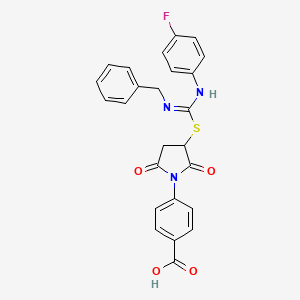 molecular formula C25H20FN3O4S B11524385 4-(3-{[N-benzyl-N'-(4-fluorophenyl)carbamimidoyl]sulfanyl}-2,5-dioxopyrrolidin-1-yl)benzoic acid 