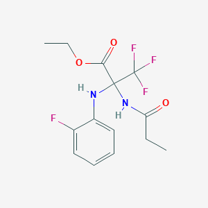 Ethyl 3,3,3-trifluoro-2-(2-fluoroanilino)-2-(propanoylamino)propanoate