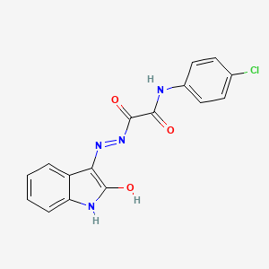 molecular formula C16H11ClN4O3 B11524425 N-(4-chlorophenyl)-2-oxo-2-[(2Z)-2-(2-oxo-1,2-dihydro-3H-indol-3-ylidene)hydrazinyl]acetamide 