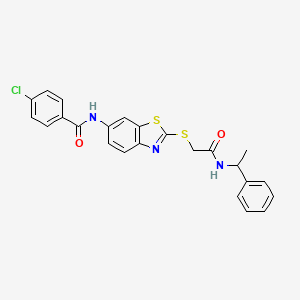 4-chloro-N-[2-({2-oxo-2-[(1-phenylethyl)amino]ethyl}sulfanyl)-1,3-benzothiazol-6-yl]benzamide