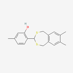 molecular formula C18H20OS2 B11524473 2-(7,8-Dimethyl-1,5-dihydro-2,4-benzodithiepin-3-yl)-5-methylphenol 