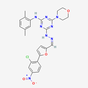 molecular formula C26H25ClN8O4 B11524494 4-[(2Z)-2-{[5-(2-chloro-4-nitrophenyl)furan-2-yl]methylidene}hydrazinyl]-N-(2,5-dimethylphenyl)-6-(morpholin-4-yl)-1,3,5-triazin-2-amine 