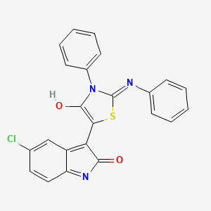 (3Z)-5-chloro-3-[(2Z)-4-oxo-3-phenyl-2-(phenylimino)-1,3-thiazolidin-5-ylidene]-1,3-dihydro-2H-indol-2-one