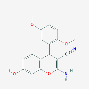 molecular formula C18H16N2O4 B11524508 2-amino-4-(2,5-dimethoxyphenyl)-7-hydroxy-4H-chromene-3-carbonitrile 