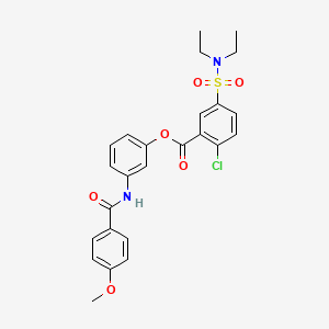 3-{[(4-Methoxyphenyl)carbonyl]amino}phenyl 2-chloro-5-(diethylsulfamoyl)benzoate