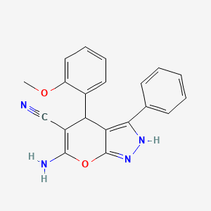 6-Amino-4-(2-methoxyphenyl)-3-phenyl-1,4-dihydropyrano[2,3-c]pyrazole-5-carbonitrile