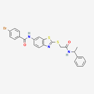 molecular formula C24H20BrN3O2S2 B11524543 4-bromo-N-[2-({2-oxo-2-[(1-phenylethyl)amino]ethyl}sulfanyl)-1,3-benzothiazol-6-yl]benzamide 