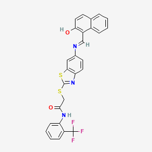 2-[(6-{[(E)-(2-hydroxynaphthalen-1-yl)methylidene]amino}-1,3-benzothiazol-2-yl)sulfanyl]-N-[2-(trifluoromethyl)phenyl]acetamide