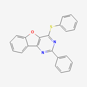 molecular formula C22H14N2OS B11524600 2-Phenyl-4-(phenylsulfanyl)[1]benzofuro[3,2-d]pyrimidine 