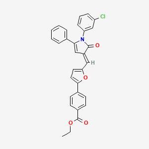 ethyl 4-(5-{(E)-[1-(3-chlorophenyl)-2-oxo-5-phenyl-1,2-dihydro-3H-pyrrol-3-ylidene]methyl}furan-2-yl)benzoate