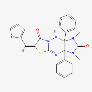 (11E)-11-(furan-2-ylmethylidene)-4,6-dimethyl-3,7-diphenyl-10-thia-1,2,4,6,8-pentazatricyclo[7.3.0.03,7]dodec-8-ene-5,12-dione