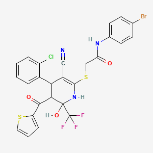 N-(4-bromophenyl)-2-{[4-(2-chlorophenyl)-3-cyano-6-hydroxy-5-(thiophen-2-ylcarbonyl)-6-(trifluoromethyl)-1,4,5,6-tetrahydropyridin-2-yl]sulfanyl}acetamide