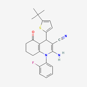 molecular formula C24H24FN3OS B11524680 2-Amino-4-(5-tert-butylthiophen-2-yl)-1-(2-fluorophenyl)-5-oxo-1,4,5,6,7,8-hexahydroquinoline-3-carbonitrile 