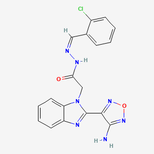 molecular formula C18H14ClN7O2 B11524715 2-[2-(4-amino-1,2,5-oxadiazol-3-yl)-1H-benzimidazol-1-yl]-N'-[(Z)-(2-chlorophenyl)methylidene]acetohydrazide 