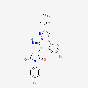 1-(4-bromophenyl)-2,5-dioxopyrrolidin-3-yl 5-(4-bromophenyl)-3-(4-methylphenyl)-4,5-dihydro-1H-pyrazole-1-carbimidothioate