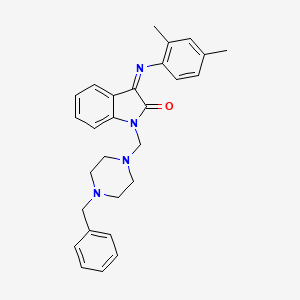 molecular formula C28H30N4O B11524745 (3Z)-1-[(4-benzylpiperazin-1-yl)methyl]-3-[(2,4-dimethylphenyl)imino]-1,3-dihydro-2H-indol-2-one 