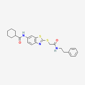 N-[2-({2-oxo-2-[(2-phenylethyl)amino]ethyl}sulfanyl)-1,3-benzothiazol-6-yl]cyclohexanecarboxamide