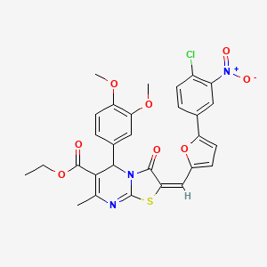 ethyl (2E)-2-{[5-(4-chloro-3-nitrophenyl)furan-2-yl]methylidene}-5-(3,4-dimethoxyphenyl)-7-methyl-3-oxo-2,3-dihydro-5H-[1,3]thiazolo[3,2-a]pyrimidine-6-carboxylate