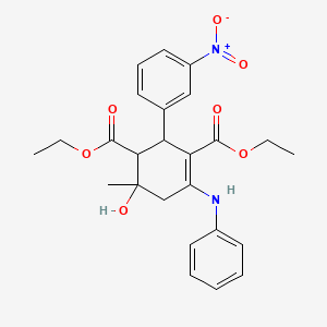 Diethyl 6-hydroxy-6-methyl-2-(3-nitrophenyl)-4-(phenylamino)cyclohex-3-ene-1,3-dicarboxylate