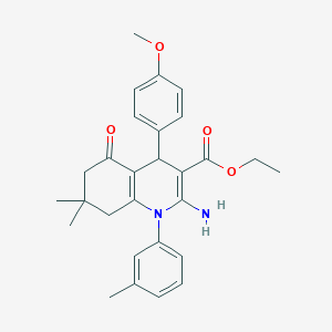 Ethyl 2-amino-4-(4-methoxyphenyl)-7,7-dimethyl-1-(3-methylphenyl)-5-oxo-1,4,5,6,7,8-hexahydroquinoline-3-carboxylate