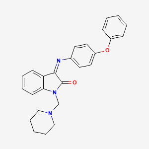 molecular formula C26H25N3O2 B11524865 (3E)-3-[(4-phenoxyphenyl)imino]-1-(piperidin-1-ylmethyl)-1,3-dihydro-2H-indol-2-one 