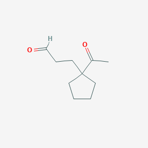 molecular formula C10H16O2 B115249 3-(1-Acetylcyclopentyl)propanal CAS No. 152090-39-6