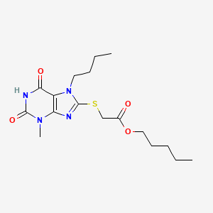 molecular formula C17H26N4O4S B11524903 pentyl [(7-butyl-6-hydroxy-3-methyl-2-oxo-3,7-dihydro-2H-purin-8-yl)sulfanyl]acetate 