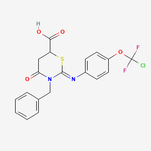 (2E)-3-Benzyl-2-{[4-(chlorodifluoromethoxy)phenyl]imino}-4-oxo-1,3-thiazinane-6-carboxylic acid