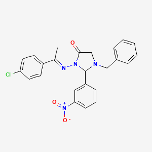 1-benzyl-3-{[(1E)-1-(4-chlorophenyl)ethylidene]amino}-2-(3-nitrophenyl)imidazolidin-4-one