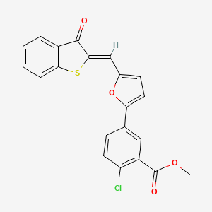 molecular formula C21H13ClO4S B11524935 methyl 2-chloro-5-{5-[(Z)-(3-oxo-1-benzothiophen-2(3H)-ylidene)methyl]furan-2-yl}benzoate 