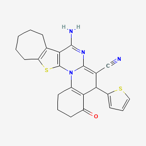 13-amino-7-oxo-9-thiophen-2-yl-22-thia-2,12-diazapentacyclo[12.8.0.02,11.03,8.015,21]docosa-1(14),3(8),10,12,15(21)-pentaene-10-carbonitrile