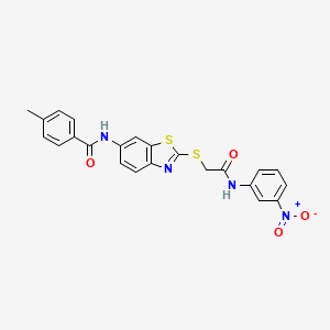 4-methyl-N-[2-({2-[(3-nitrophenyl)amino]-2-oxoethyl}sulfanyl)-1,3-benzothiazol-6-yl]benzamide