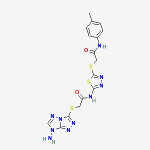 2-[(7-amino-7H-[1,2,4]triazolo[4,3-b][1,2,4]triazol-3-yl)sulfanyl]-N-[5-({2-[(4-methylphenyl)amino]-2-oxoethyl}sulfanyl)-1,3,4-thiadiazol-2-yl]acetamide