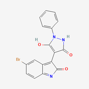 (4Z)-4-(5-bromo-2-oxo-1,2-dihydro-3H-indol-3-ylidene)-1-phenylpyrazolidine-3,5-dione