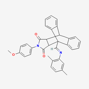 1-{(E)-[(2,5-dimethylphenyl)imino]methyl}-17-(4-methoxyphenyl)-17-azapentacyclo[6.6.5.0~2,7~.0~9,14~.0~15,19~]nonadeca-2,4,6,9,11,13-hexaene-16,18-dione (non-preferred name)