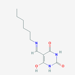 molecular formula C11H17N3O3 B11525022 5-[(Hexylamino)methylidene]-1,3-diazinane-2,4,6-trione 