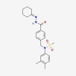 molecular formula C23H29N3O3S B11525039 N-{4-[(2-cyclohexylidenehydrazinyl)carbonyl]benzyl}-N-(3,4-dimethylphenyl)methanesulfonamide 