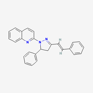 Quinoline, 2-[5-phenyl-3-(2-phenylethenyl)-2-pyrazolin-1-yl]-