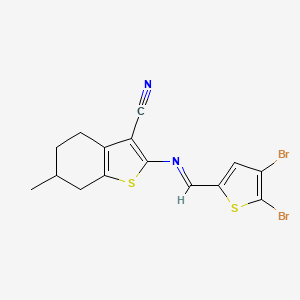 2-{[(E)-(4,5-dibromothiophen-2-yl)methylidene]amino}-6-methyl-4,5,6,7-tetrahydro-1-benzothiophene-3-carbonitrile