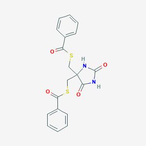 molecular formula C19H16N2O4S2 B115251 5,5-Bis((benzoylthio)methyl)-2,4-imidazolidinedione CAS No. 142979-93-9