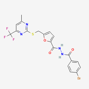 N'-[(4-bromophenyl)carbonyl]-5-({[4-methyl-6-(trifluoromethyl)pyrimidin-2-yl]sulfanyl}methyl)furan-2-carbohydrazide