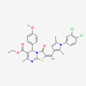 ethyl (2E)-2-{[1-(3,4-dichlorophenyl)-2,5-dimethyl-1H-pyrrol-3-yl]methylidene}-5-(4-methoxyphenyl)-7-methyl-3-oxo-2,3-dihydro-5H-[1,3]thiazolo[3,2-a]pyrimidine-6-carboxylate